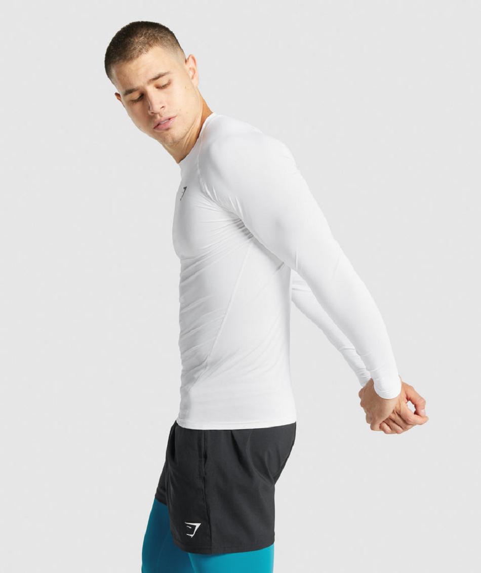 Gymshark Element Baselayer Muške Dugi Rukav Bijele | HR 2196SGL